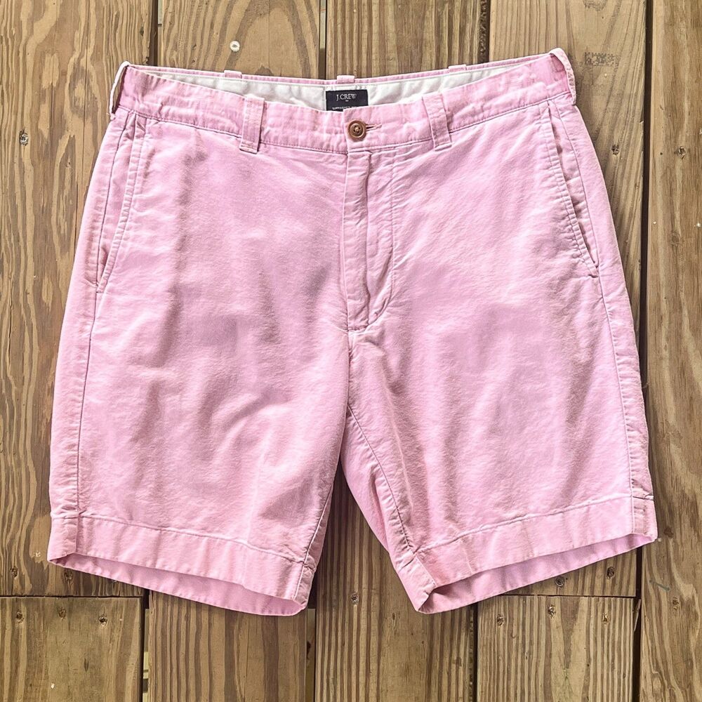 J.Crew Sunwashed Oxford Cotton Shorts - Light Pink - Men's Size 31W